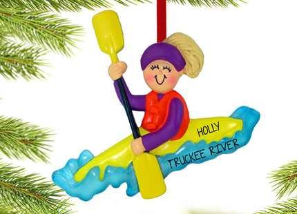 holiday personalized kayaking female christmas ornament – Christmas ornament, holiday tree decoration or gift