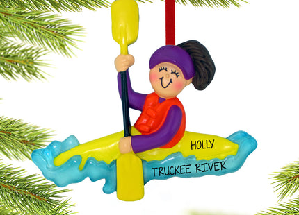 keepsake personalized kayaking female christmas ornament – Christmas ornament, holiday tree decoration or gift