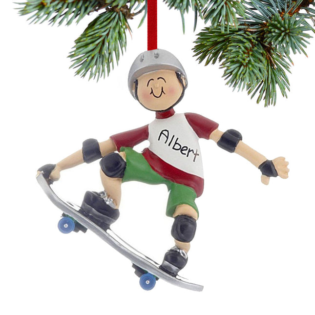 custom personalized skateboarder christmas ornament – Christmas ornament, holiday tree decoration or gift