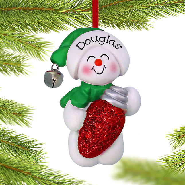 Snowman with Christmas Light Ornament