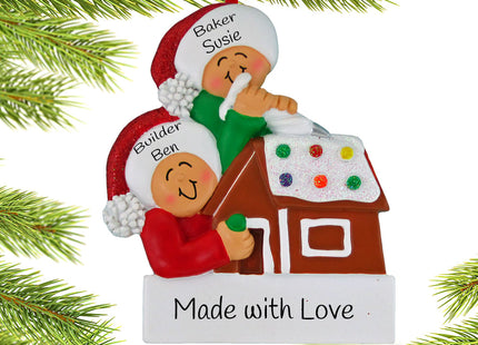 keepsake personalized making a gingerbread house couple christmas ornament – Christmas ornament, holiday tree decoration or g