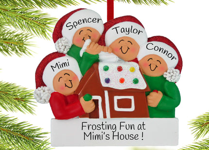 decorative personalized making a gingerbread house family of 4 christmas ornament – Christmas ornament, holiday tree decorati