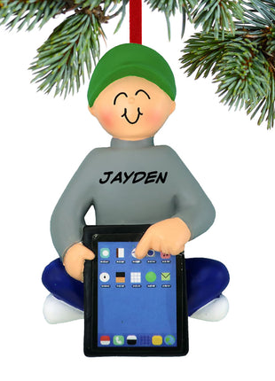 Boy with Tablet Ornament  by ORNAMENT CENTRAL Ornament