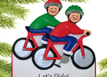 decorative personalized bike riding couple christmas ornament – Christmas ornament, holiday tree decoration or gift