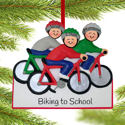 Bike Riding Family Personalized Ornament - 3, 4, 5 Family Members