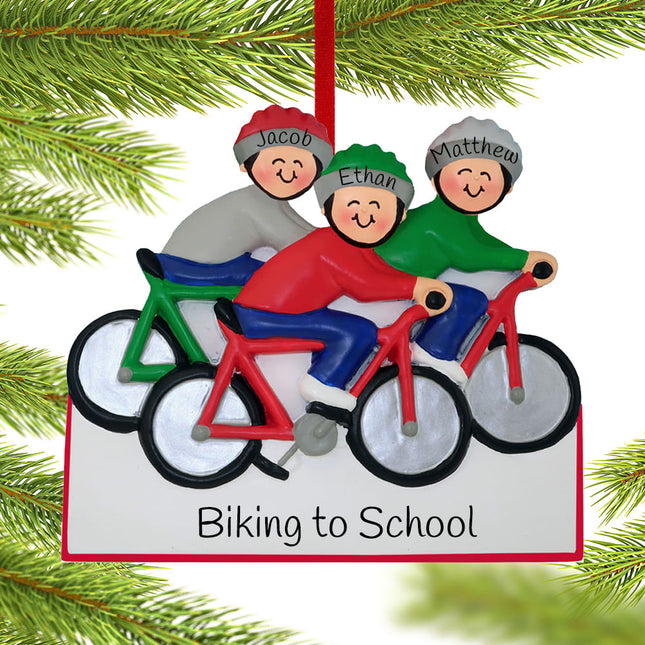 Bike Riding Family Personalized Ornament - 3, 4, 5 Family Members