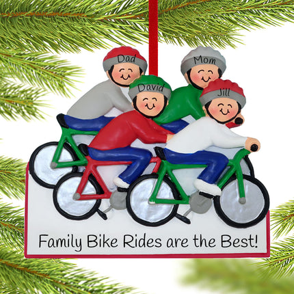 Bike Riding Family Personalized Ornament - 3, 4, 5 Family Members