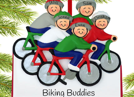 engraved personalized bike riding family of 5 christmas ornament – Christmas ornament, holiday tree decoration or gift