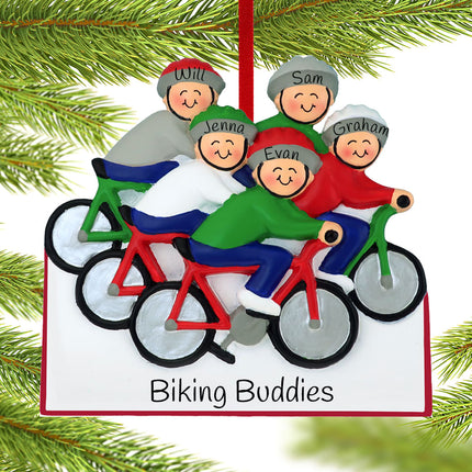 Bike Riding Family Personalized Ornament - 3, 4, 5 Family Members