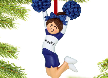 decorative personalized cheerleader blue and white uniform christmas ornament – Christmas ornament, holiday tree decoration o