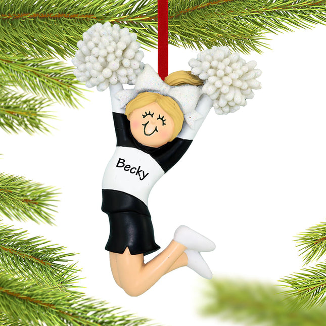 Cheerleader Black and White Uniform Christmas Ornament