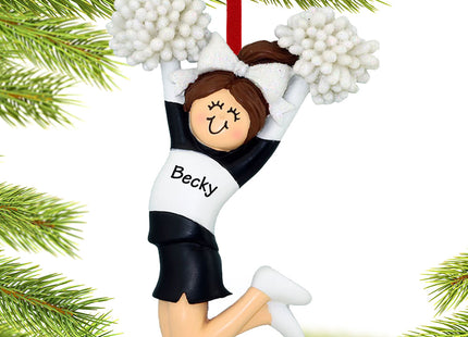 custom personalized cheerleader black and white uniform christmas ornament – Christmas ornament, holiday tree decoration or g