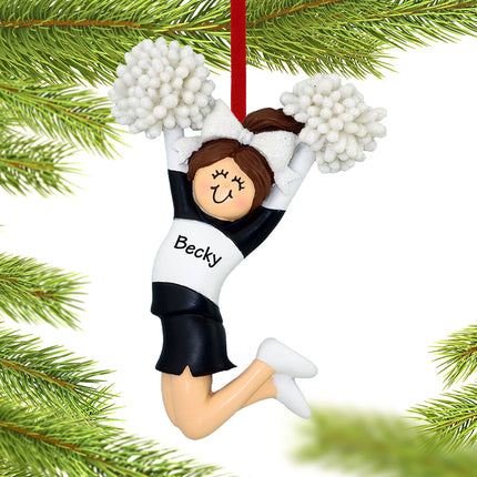 custom personalized cheerleader black and white uniform christmas ornament – Christmas ornament, holiday tree decoration or g