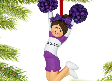 keepsake personalized cheerleader purple and white uniform christmas ornament – Christmas ornament, holiday tree decoration o