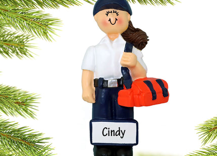 decorative personalized female emt christmas ornament – Christmas ornament, holiday tree decoration or gift