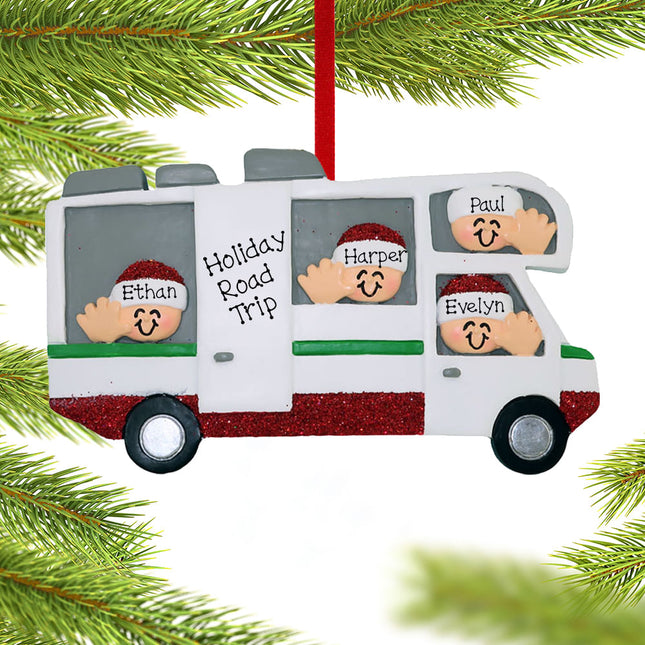 RV Motor Home Family Personalized Ornament - 4, 5, 6, Family Members