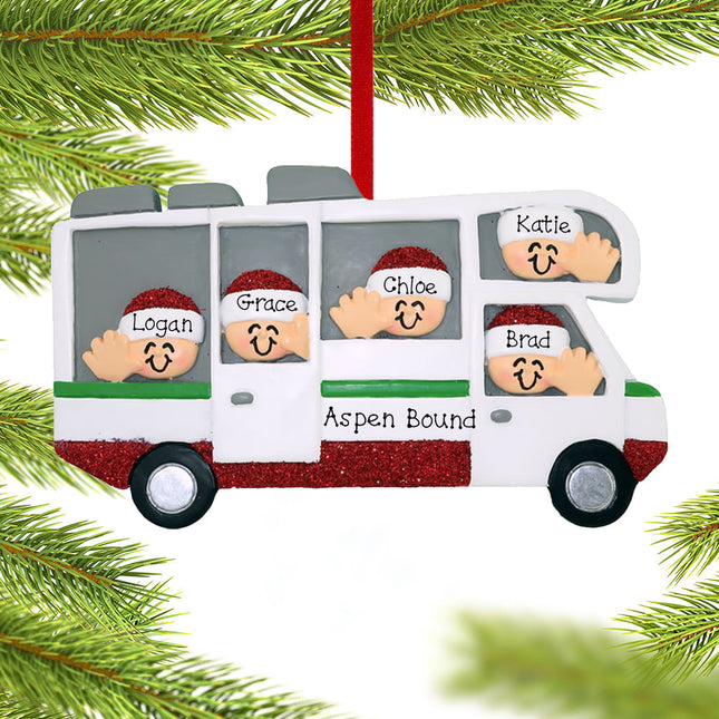 holiday personalized rv motor home family of 5 christmas ornament – Christmas ornament, holiday tree decoration or gift