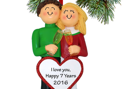 custom personalized anniversary couple christmas ornament – Christmas ornament, holiday tree decoration or gift