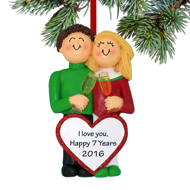 custom personalized anniversary couple christmas ornament – Christmas ornament, holiday tree decoration or gift