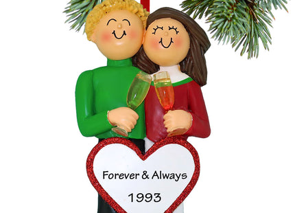 holiday personalized anniversary couple christmas ornament – Christmas ornament, holiday tree decoration or gift