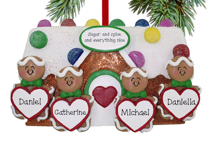 personalized personalized gingerbread family of 4 family christmas ornament – Christmas ornament, holiday tree decoration or 