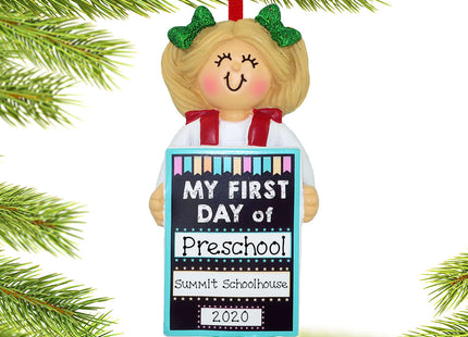 engraved personalized first day of school christmas ornament – Christmas ornament, holiday tree decoration or gift