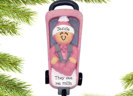 engraved personalized baby stroller christmas ornament – Christmas ornament, holiday tree decoration or gift