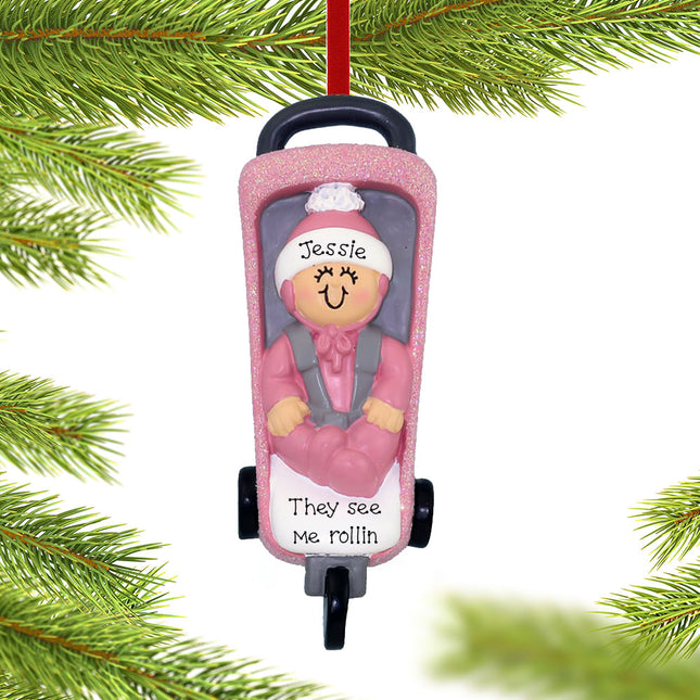 engraved personalized baby stroller christmas ornament – Christmas ornament, holiday tree decoration or gift