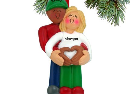 keepsake personalized pregnancy couple with heart christmas ornament – Christmas ornament, holiday tree decoration or gift