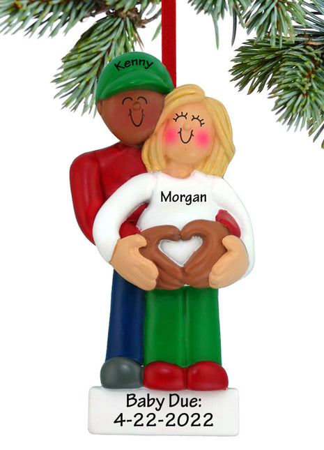 Pregnancy Couple with Heart Personalized Ornament - ORNAMENT SHOP