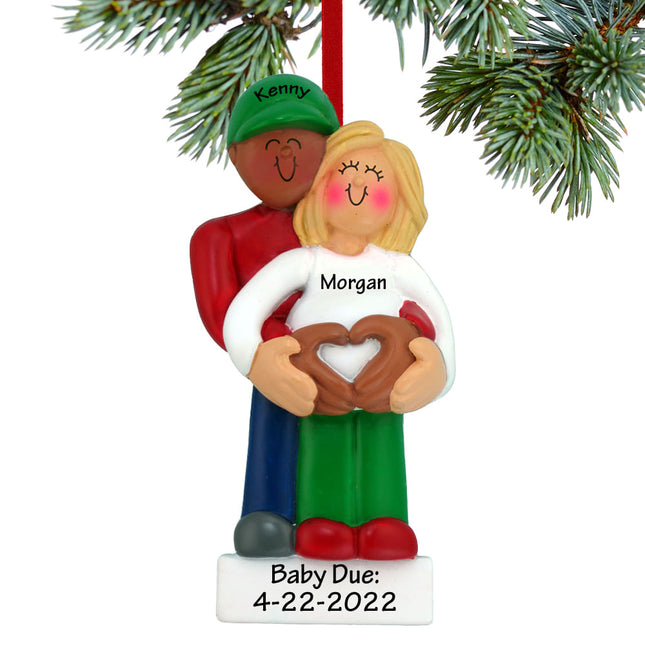 keepsake personalized pregnancy couple with heart christmas ornament – Christmas ornament, holiday tree decoration or gift