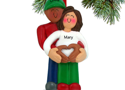 custom personalized pregnancy couple with heart christmas ornament – Christmas ornament, holiday tree decoration or gift
