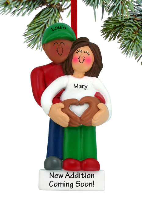 Pregnancy Couple with Heart Personalized Ornament - ORNAMENT SHOP