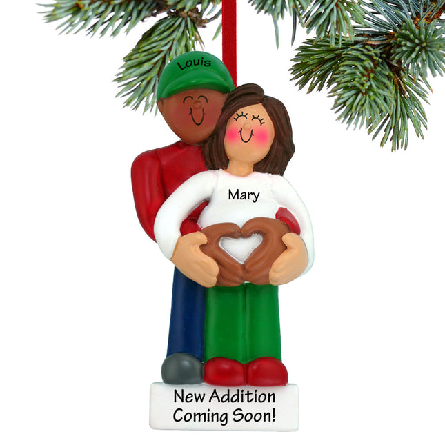custom personalized pregnancy couple with heart christmas ornament – Christmas ornament, holiday tree decoration or gift