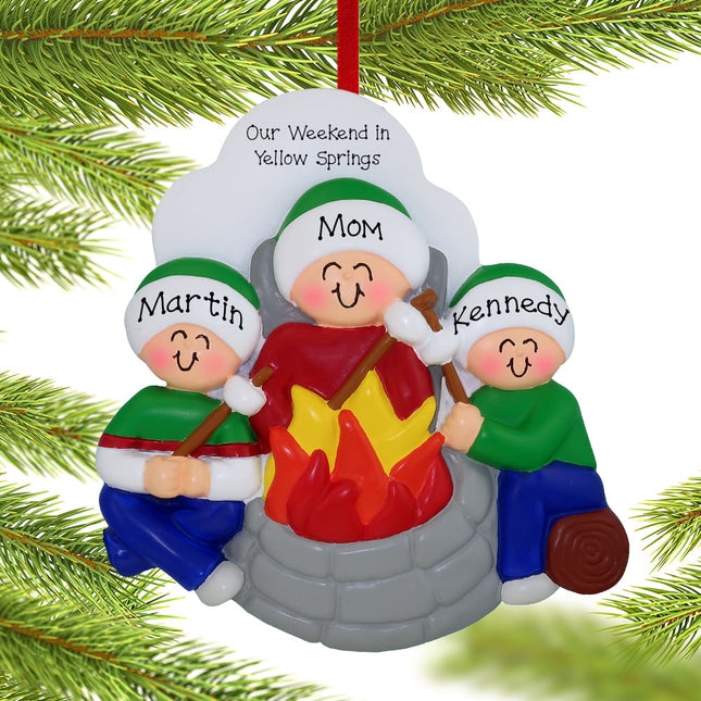 Firepit Family Personalized Ornament - 2, 3, 4, 5, 6 Family Members