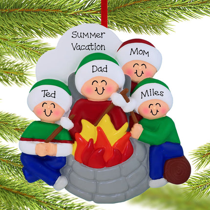 Firepit Family Personalized Ornament - 2, 3, 4, 5, 6 Family Members