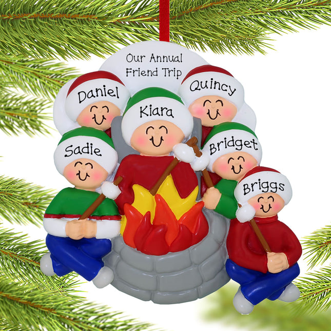 holiday personalized firepit family of 5 christmas ornament – Christmas ornament, holiday tree decoration or gift