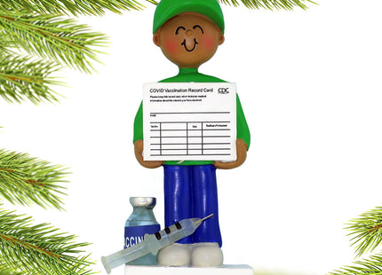 engraved personalized covid-19 vaccine boy christmas ornament – Christmas ornament, holiday tree decoration or gift