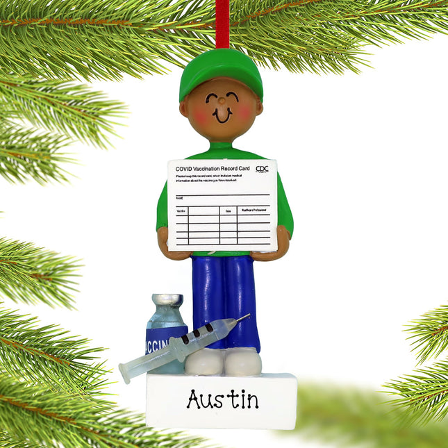 engraved personalized covid-19 vaccine boy christmas ornament – Christmas ornament, holiday tree decoration or gift
