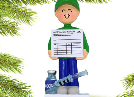 custom personalized covid-19 vaccine boy christmas ornament – Christmas ornament, holiday tree decoration or gift