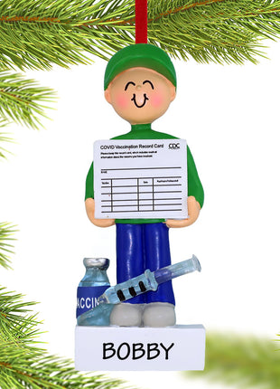 Covid-19 Vaccine Boy Ornament  by ORNAMENT CENTRAL Ornament
