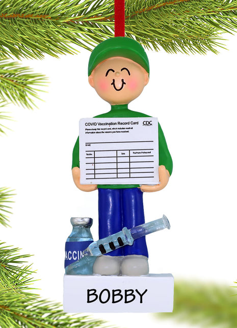 Covid-19 Vaccine Boy Ornament  by ORNAMENT CENTRAL Ornament