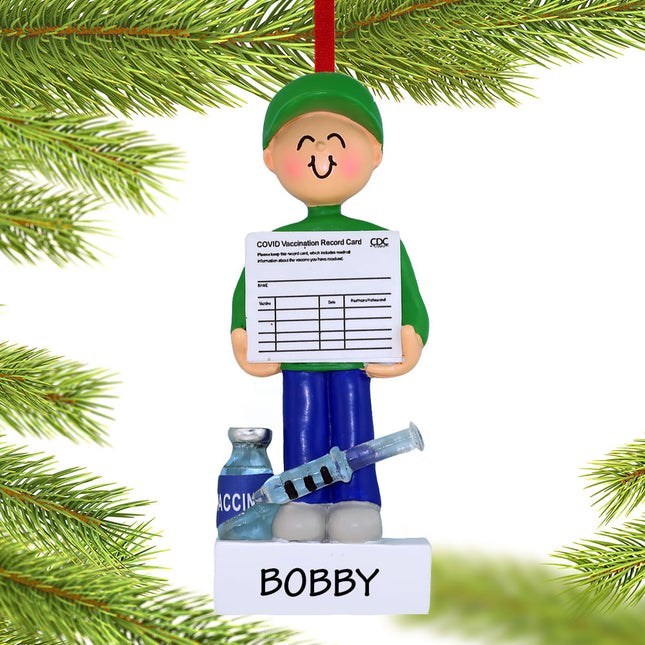 custom personalized covid-19 vaccine boy christmas ornament – Christmas ornament, holiday tree decoration or gift