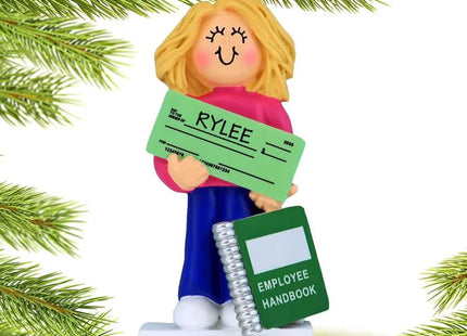 custom personalized new job girl christmas ornament – Christmas ornament, holiday tree decoration or gift