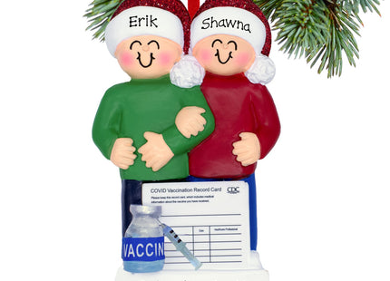 custom personalized vaccine couple christmas ornament – Christmas ornament, holiday tree decoration or gift