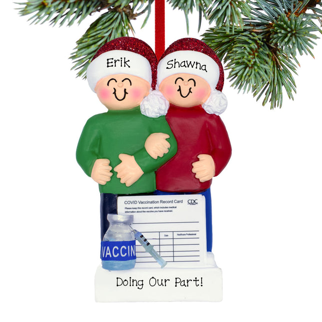 custom personalized vaccine couple christmas ornament – Christmas ornament, holiday tree decoration or gift