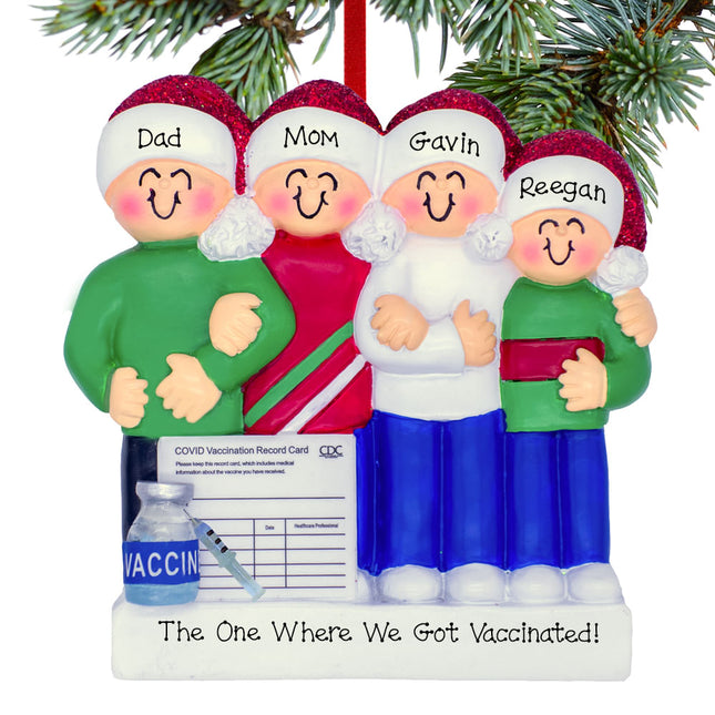 keepsake personalized vaccine family of 4 christmas ornament – Christmas ornament, holiday tree decoration or gift