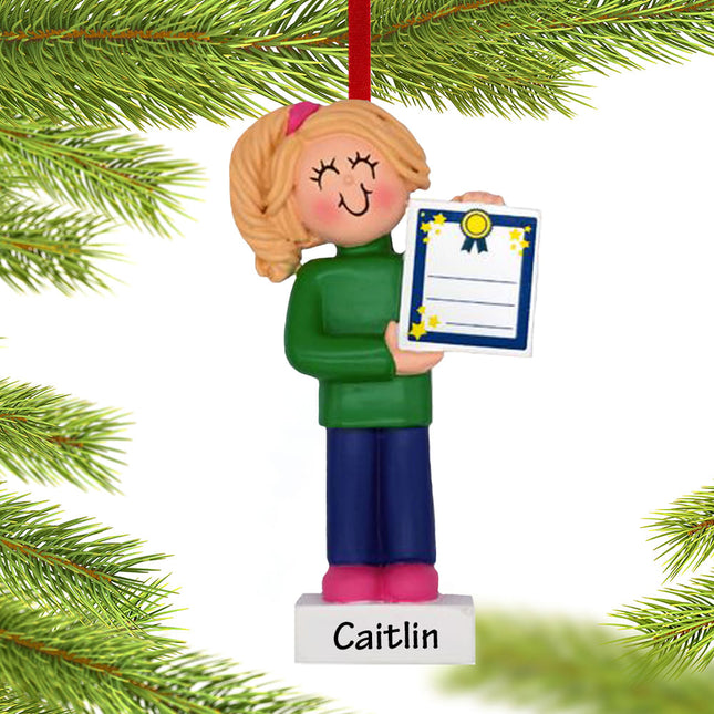 Girl School Award Personalized Ornament