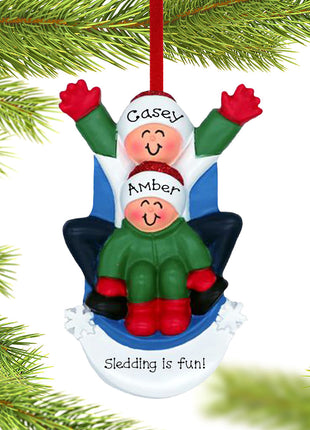 Sledding Couple Ornament  by ORNAMENT CENTRAL Ornament