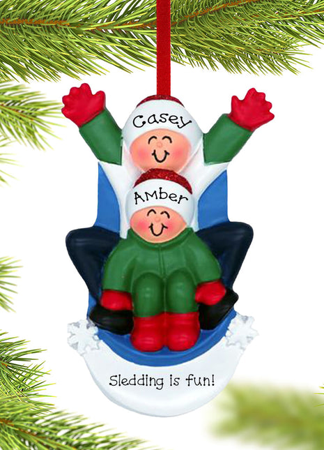 Sledding Couple Ornament  by ORNAMENT CENTRAL Ornament